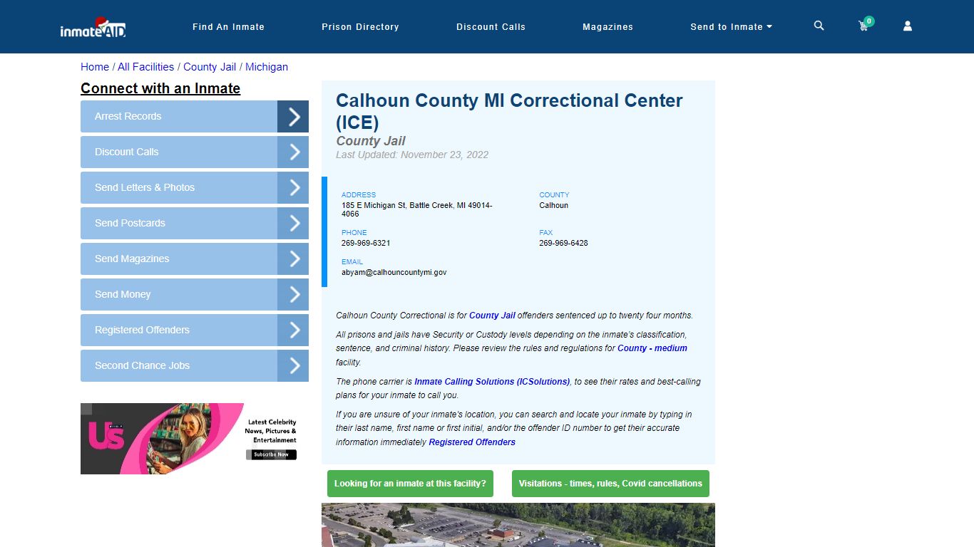 Calhoun County MI Correctional Center (ICE) - Inmate Locator - Battle ...